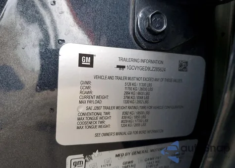 2020 Chevrolet Silverado K1500 Ltz из США, поврежденный, VIN 1GCUYGED9LZ285666